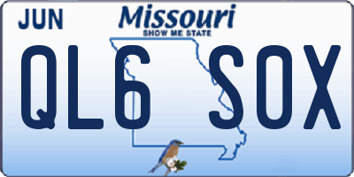 MO license plate QL6S0X