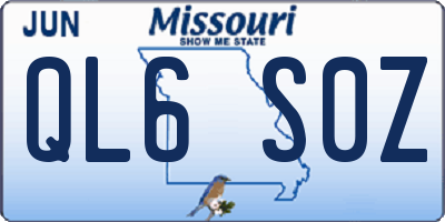 MO license plate QL6S0Z