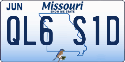 MO license plate QL6S1D