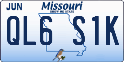 MO license plate QL6S1K