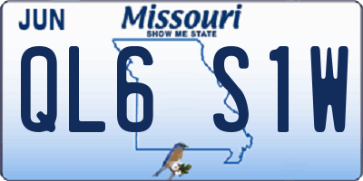 MO license plate QL6S1W