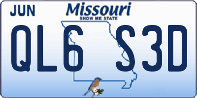 MO license plate QL6S3D