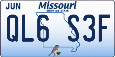 MO license plate QL6S3F