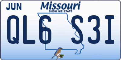 MO license plate QL6S3I