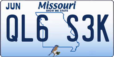 MO license plate QL6S3K