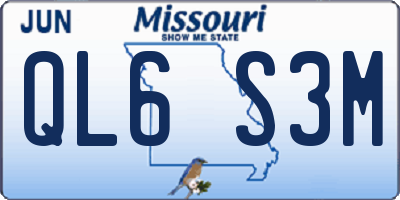 MO license plate QL6S3M