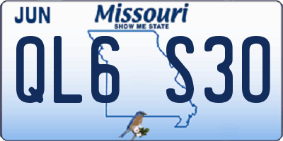 MO license plate QL6S3O