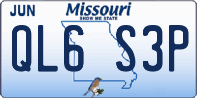 MO license plate QL6S3P