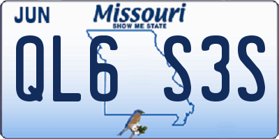 MO license plate QL6S3S