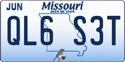 MO license plate QL6S3T