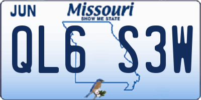 MO license plate QL6S3W