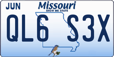 MO license plate QL6S3X