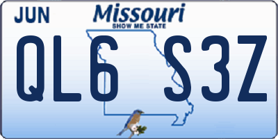 MO license plate QL6S3Z