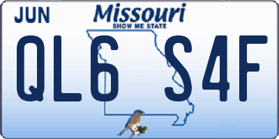 MO license plate QL6S4F