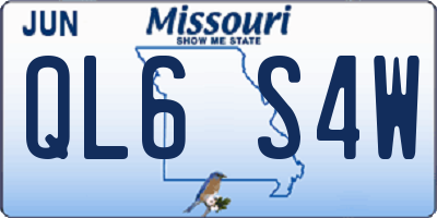 MO license plate QL6S4W