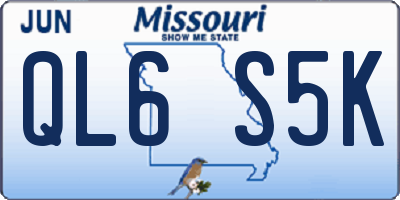 MO license plate QL6S5K