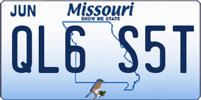 MO license plate QL6S5T