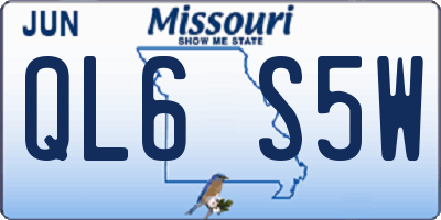 MO license plate QL6S5W