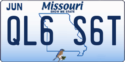 MO license plate QL6S6T
