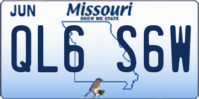 MO license plate QL6S6W