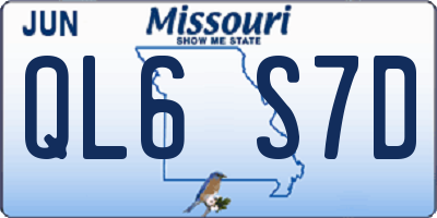 MO license plate QL6S7D