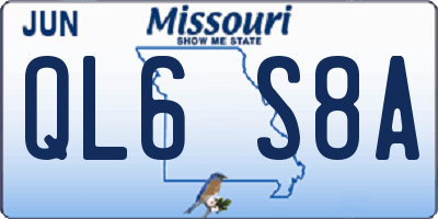 MO license plate QL6S8A