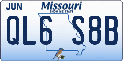 MO license plate QL6S8B