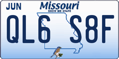 MO license plate QL6S8F