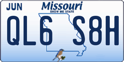 MO license plate QL6S8H