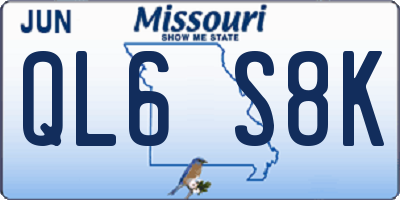 MO license plate QL6S8K