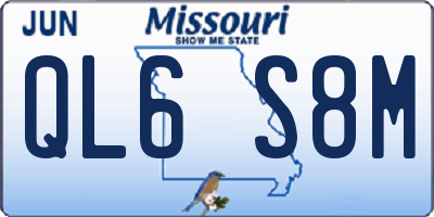 MO license plate QL6S8M