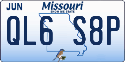 MO license plate QL6S8P