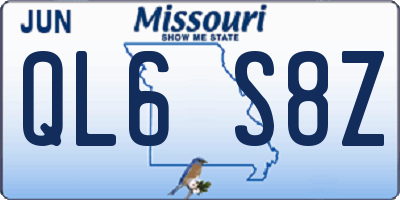 MO license plate QL6S8Z