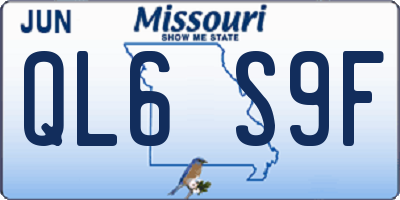 MO license plate QL6S9F