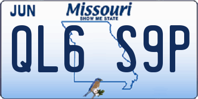 MO license plate QL6S9P