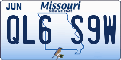 MO license plate QL6S9W