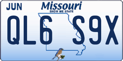 MO license plate QL6S9X