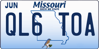 MO license plate QL6T0A