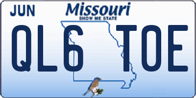 MO license plate QL6T0E