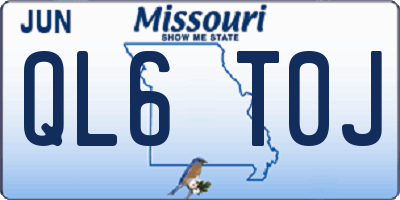 MO license plate QL6T0J