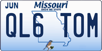 MO license plate QL6T0M