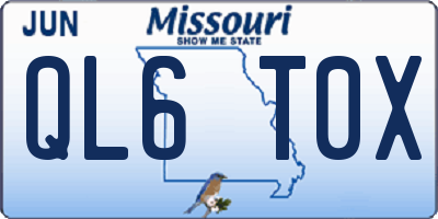 MO license plate QL6T0X