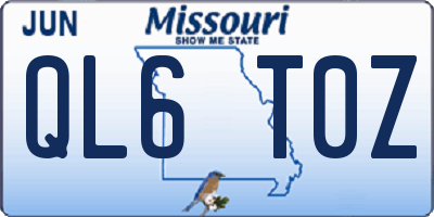 MO license plate QL6T0Z