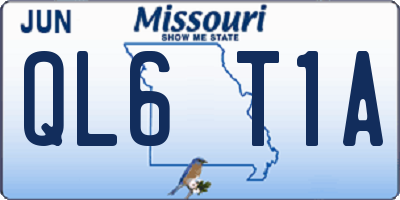 MO license plate QL6T1A