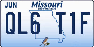MO license plate QL6T1F