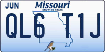MO license plate QL6T1J
