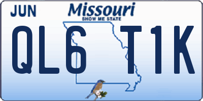 MO license plate QL6T1K
