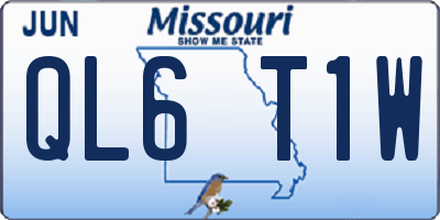 MO license plate QL6T1W