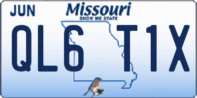 MO license plate QL6T1X