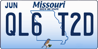 MO license plate QL6T2D